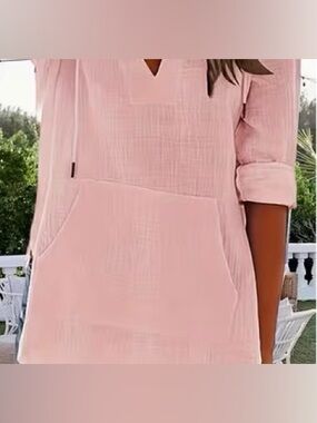 Light Pink Tunic Top with Front Pocket